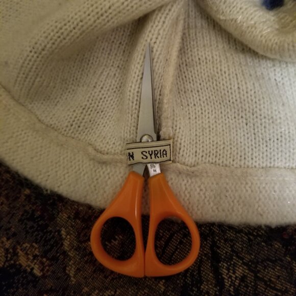 Striking blue & white wool, art jacket/cardigan, embroidery, beads, flowers, M - Picture 5 of 8